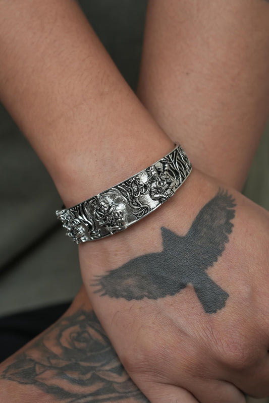 Men's Oxidised Silver Mahakal Bracelet