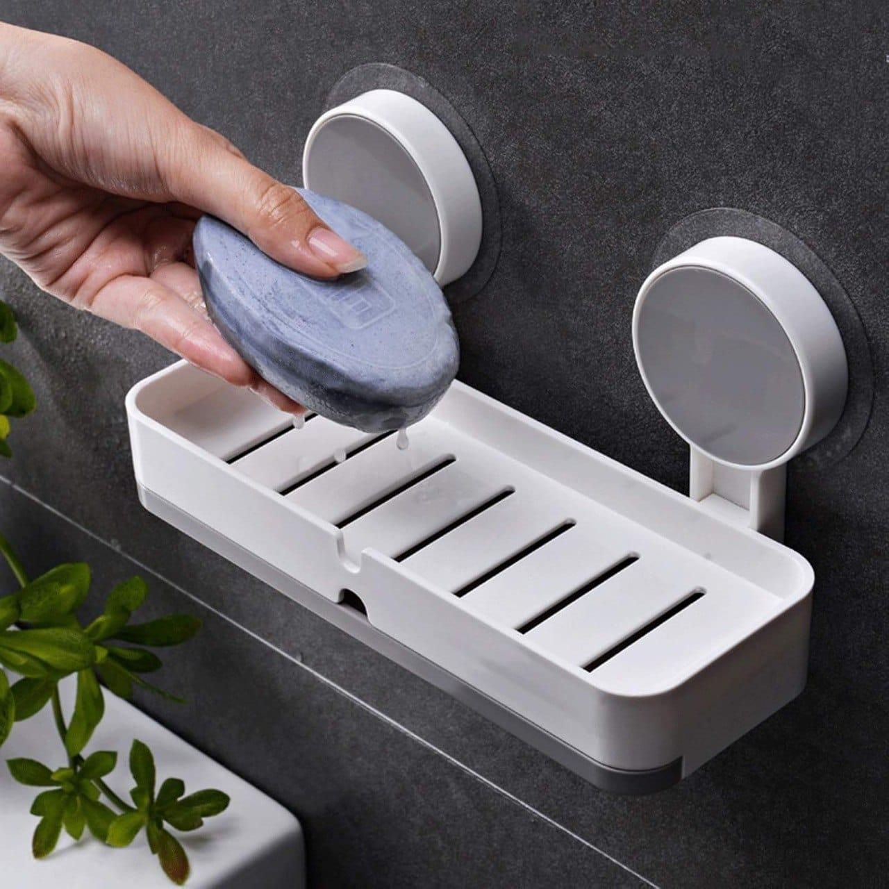 Adhesive Soap Dish Holder with Drain