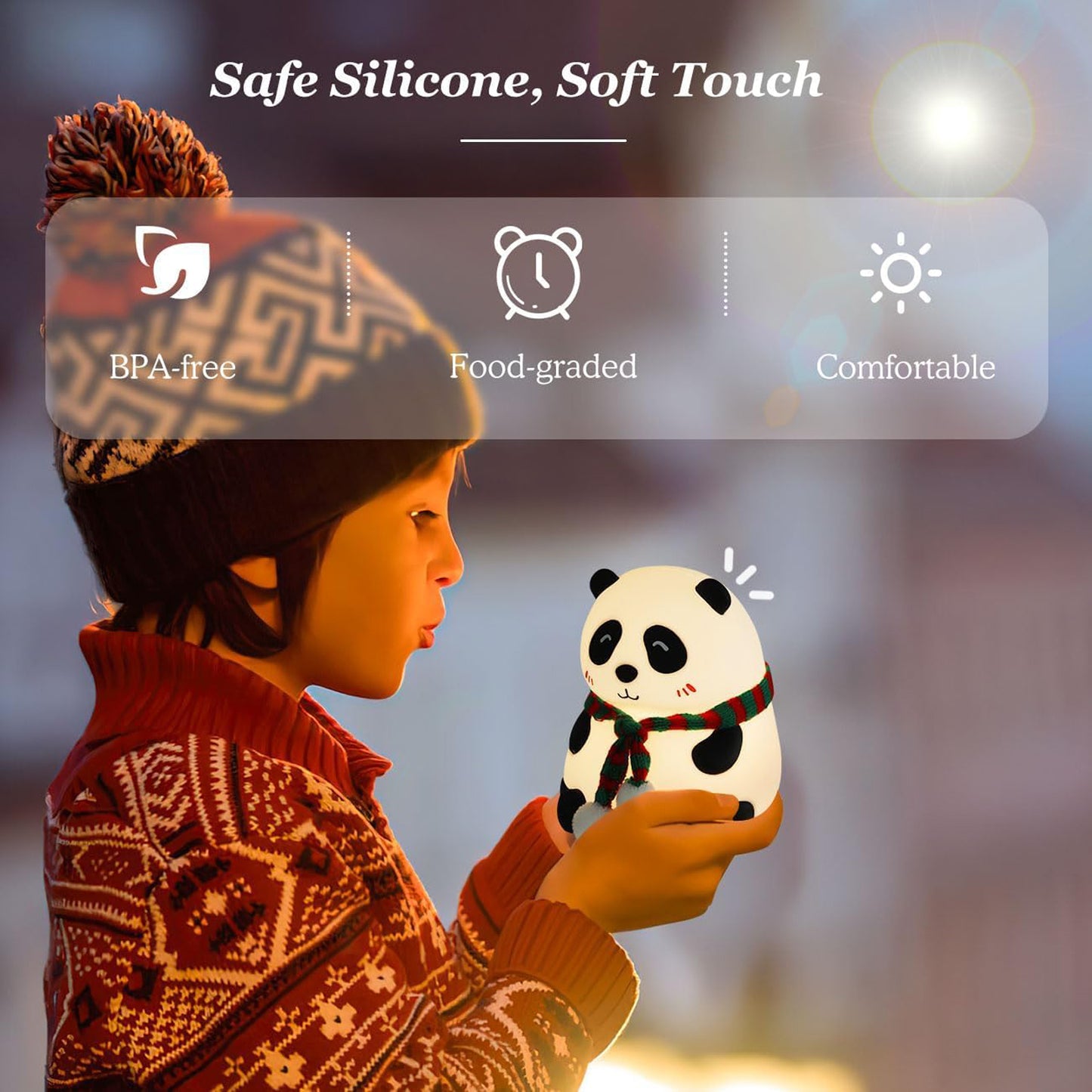 Panda 7-color Led Silicone Touch Lamp (1 Pc)