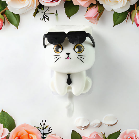 Cat Hook For Wall Cute Cat Key Hook With Sunglasses (1 Pc)